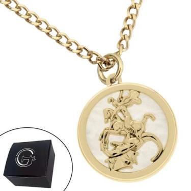 Imagem de Colar Banhado a Ouro Pingente São Jorge Semijoia - GRANADO ACESSÓRIOS