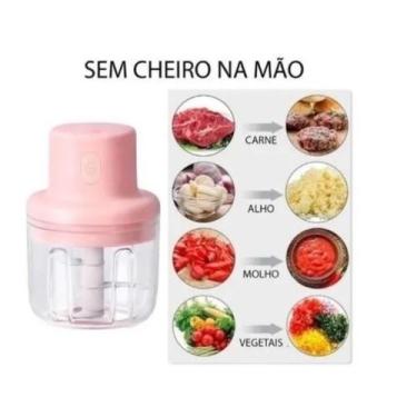 Imagem de Mini Processador Alimentos Moedor Elétrico Alho S/fio 250ml USB Recarr
