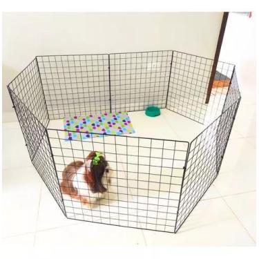 Imagem de Cercadinho Móvel Pet 8 Telas 60x60 Preto + Abraçadeira - Cercado Pet