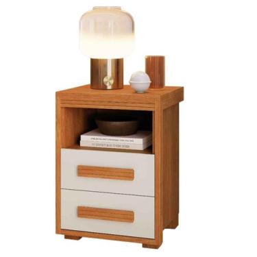 Imagem de Mesa de Cabeceira Pés Madeira 2 Gavetas Tóquio 100% MDF - Barreto Lonç