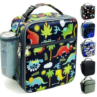 Imagem de Kulle Lancheira infantil, lancheira isolada para meninos e meninas, lancheira congelável, lancheira reutilizável para escola, trabalho, ar livre (dinossauro)