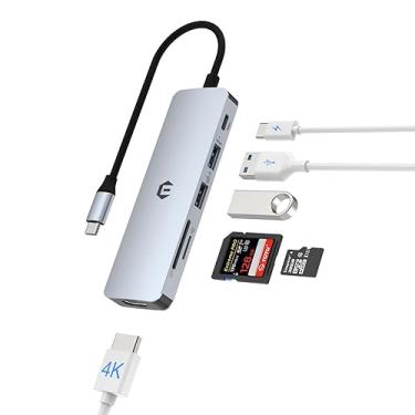 Imagem de Hub USB C, adaptador multiportas TOTU 6 em 1 com tela 4K HDMI, USB 3.0, 100W PD, slots de cartão SD/TF, compatível com Mac Pro e outros laptops tipo C