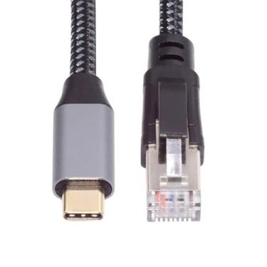 Imagem de NFHK Cabo USB-C para Ethernet USB Tipo-C para RJ45 Macho Conectado Diretamente Rede LAN Gigabit 1000Mbps Compatível com Thunderbolt3