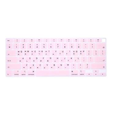Imagem de HRH Capa de teclado em idioma coreano, película protetora de silicone para MacBook Air 13 polegadas 2020 com Touch ID (MÓDLO A2179 e A2337 M1 Chip, layout dos EUA) - rosa claro
