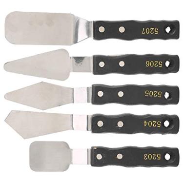 Imagem de Faca de Pintura Artística, Espátula de Paletas de 5 Peças, Conjunto de Facas de Pintura de Aço Inoxidável, Cabo de Madeira, Kit de Materiais de Arte Com Grande Variedade para