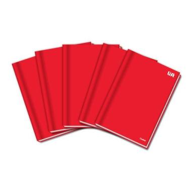 Imagem de Kit 5 Cadernos Brochura Vermelho 96 Folhas Pequeno 140x202mm Material 