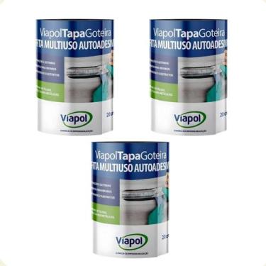 Imagem de KIT 3 Tapa Goteira 20cm x 10m Multiuso Viapol