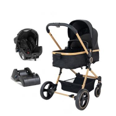Imagem de Carrinho Ivy Trio Gold com Bebê Conforto e Base Galzerano