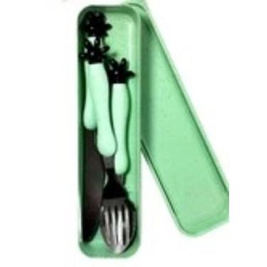 Imagem de Kit talheres com estojo infantil - bazar do saara, VERDE