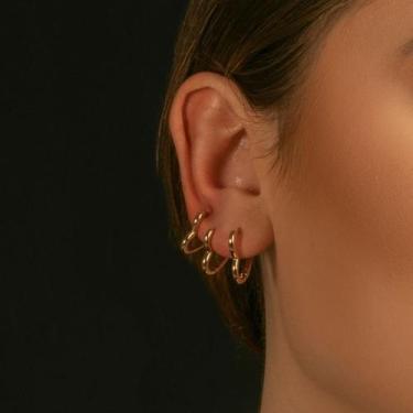 Imagem de Trio argola coração lisa - JDjoias, Banhado a ouro, Banhado a ouro 18k