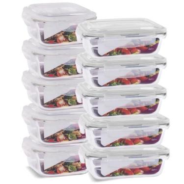 Imagem de Kit 10 Potes Herméticos Marmita Vidro Marmita 640ml e 800ml - U4home, 