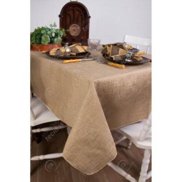 Imagem de Toalha de Mesa Retangular em Tecido Jacquard Bege Escuro (Fendi) Falso