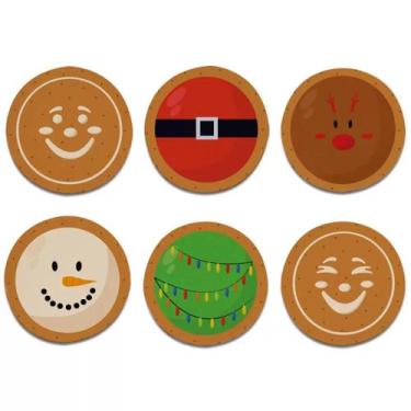 Imagem de Kit 6 Porta Copos Redondos - Biscoitos Natalinos - Geek Vip, Marrom
