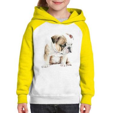 Imagem de Moletom Infantil Cachorro Buldogue Inglês - Foca na Moda, Branco, Amar