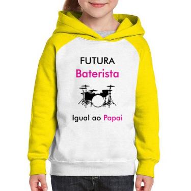 Imagem de Moletom Infantil Futura Baterista Igual ao Papai - Foca na Moda, Branc