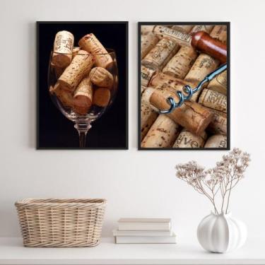 Imagem de Kit 2 Quadros Fotografias Rusticas VinhoRolhas 24x18cm - com vidro - Q