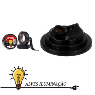 Imagem de Plafon Duplo simples E-27 Soquete Plástico com Fita Isolante 5 metros 