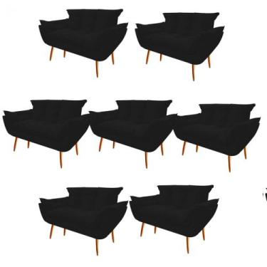 Imagem de Kit 07 Namoradeira  Decorativa  Opala Pés Palito em Madeira 2 Lugares 