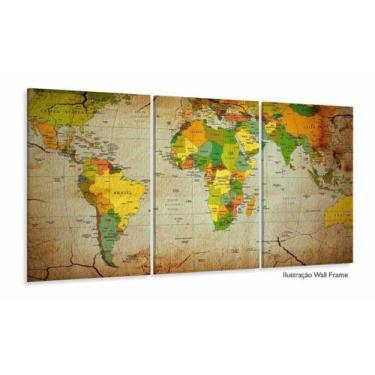 Imagem de Quadro decorativo Mapa Mundi Vintage - Tela em Tecido - Wall Frame
