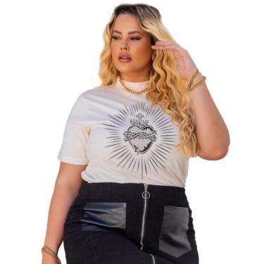 Imagem de Camiseta Blusa Feminina Plus Size De Algodão Moda Católica Religiosa S