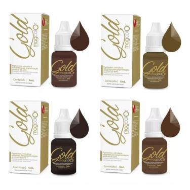 Imagem de Kit 4 Mag Color Gold Pigmento Micropigmentacao Castanho 5ml Cor Kit 4 