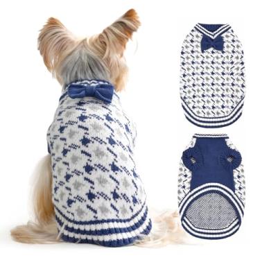 Imagem de MengMengDa Suéter para cães pequenos machos clima frio cachorro Halloween Natal suéter Chihuahua bolso beagle mini dachshund yorkie schnauzer roupas para filhotes meninas meninos (azul, M)