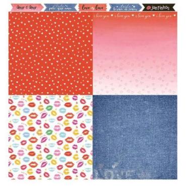 Imagem de Papel Scrapbook Dupla Face I Love You Sd-1196 30,5x30,5cm Litoarte