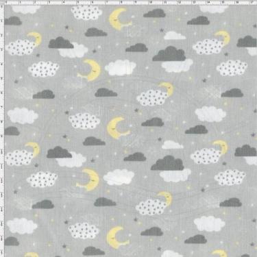 Imagem de Tecido Estampado para Patchwork - Mundo dos Sonhos Meia Lua e Nuvens F
