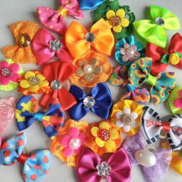 Imagem de kit 100 laços pets para banho e tosa sortidos - Carolpets