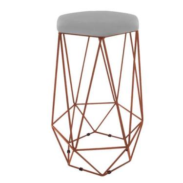 Imagem de Baqueta Paris Alta Hexagonal Base Bronze - Jbf Poltronas e Cia, Cinza