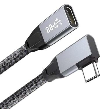 Imagem de Cabo de extensão USB C macho para fêmea de ângulo direito de 3,3 m, USB tipo-C 3.1 Geração 2 [100W, 10Gpbs, vídeo 4K], cabo extensor de 90 graus para USB-C Hub/laptop/telefone, MacBook Pro/Air, Samsung Note 10 A11