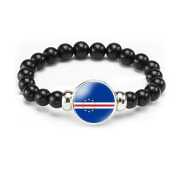 Imagem de vmcoatdu Pulseira de bandeira nacional com contas de corda elástica apoia seu país viagem lembrança presentes para homens e mulheres, One size, Liga metálica, Vidro