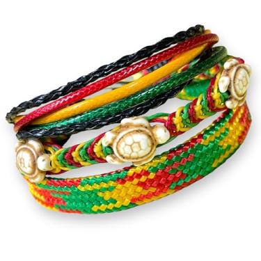 Imagem de LAVIP Leather Pulseira Rasta Trança Hippie Xadrez Cânhamo Feito à Mão Reggae Jamaicano Havaí para homens e mulheres