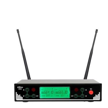 Imagem de ZRAMO Sistema de microfone sem fio profissional, conjunto de microfones sem fio de metal com capa, microfones dinâmicos portáteis sem fio para cantar, karaokê, igreja, DJ, frequências ajustáveis UHF 2