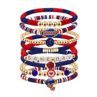 Imagem de Artlunar Pulseiras de Dia de Jogo Pilha de Futebol para Mulheres e Homens Empilháveis Pulseira de Berloque de Futebol Acessórios para Dia de Jogo, Roupa de Mãe, Joias, One Size, Contas de argila,