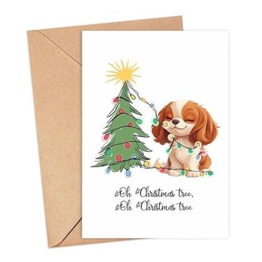 Imagem de Cartão de Natal Funny Cavalier King Charles Spaniel - Oh Cartão de árvore de Natal - Cartão de felicitações de férias de animal de estimação fofo - Cartão de Natal Cavalier King Charles Spaniel -