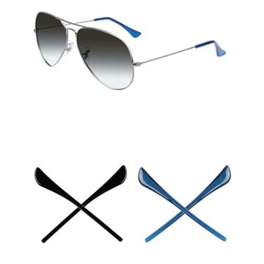 Imagem de Mryok 2 pares de meias de substituição para óculos de sol Ray-Ban Aviator RB3025 55 mm/58 mm/62 mm/RB3362 59 mm - azul claro e preto