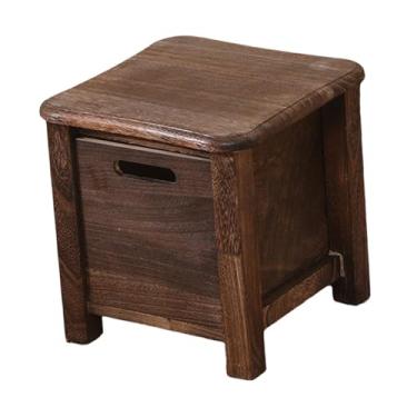 Imagem de DimyFew Banco de armazenamento de madeira, banco para troca de sapatos, decoração, banco pequeno doméstico com bordas arredondadas para sala de estar, entrada, Marrom, 30cmx30cmx30cm