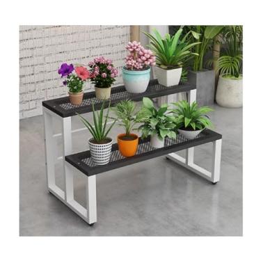 Imagem de Flower Rack，Plant Stand Indoor Outdoor，Simple Plant Stand，Step Flower Stand，Tier Plant Stand ，Storage Rack，Floor-Standing Glower Rack，for Living Room Balcony Garden，Black，White(Black B,80*40*40cm/31.5