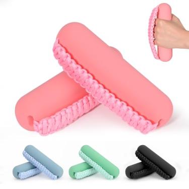 Imagem de Hikeen Conjunto de pesos de mão para mulheres e homens, halteres macios de 2 (900 g cada), peso para caminhada com alça de mão para aeróbica, corrida, corrida (rosa, conjuntos de 1,8 kg)