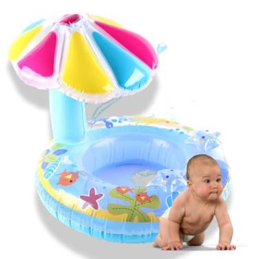 Imagem de Boia Bote Cogumelo Infantil Com Fralda Inflável Até 4 Anos - Premium (Azul)