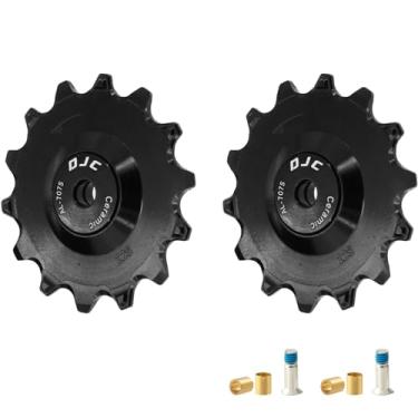 Imagem de DJC 12s Roda de rolamento de cerâmica para bicicleta, 2 peças de tensão para força rival AXS eTap T-Type Di2 11T 12T 13T 14T MTB Road Bike Derailleur traseiro para Shimano para Sram (preto 2 peças