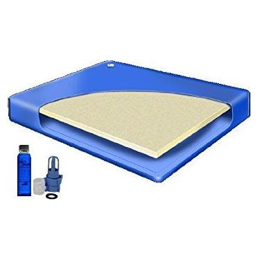 Imagem de Colchão Queen Size 152 x 203 cm para cama de água semi ondulada com uma garrafa de 113 g de condicionador de garrafa transparente premium e adaptadores de kit de enchimento