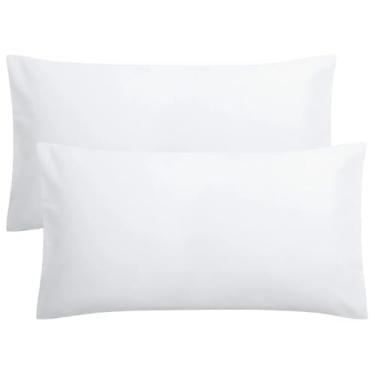 Imagem de 2 peças/conjunto 51 * 66cm/51 * 101cm Capas de Almofadas Retangulares de Tecido de Poliéster para Fronhas de Casa/Hotel Capas de Almofadas de Cor Sólida, Brancas, 51x102cm