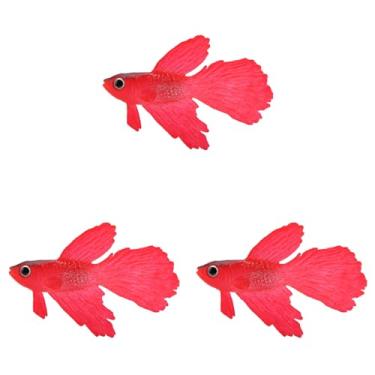 Imagem de 3 Pçs Silicone Artificial Pequenos Peixes Decoração de Aquário Plástico Natação Ouro Peixe Ornamentos Realistas Peixe Falso (Peixe Betta vermelho)