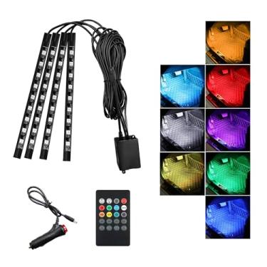 Imagem de Sylvil Luzes interiores LED para carro, RGB 36LED, multicolorido, fita de luz com função ativa de som e controle remoto, kit de iluminação inteligente sob o painel com carregador, acessórios para