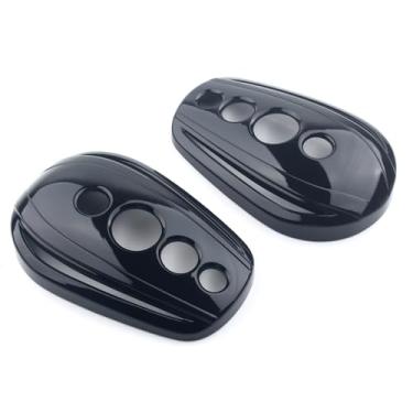 Imagem de FINMOKAL 2 peças de capa para espelhos retrovisores ovais pretos compatíveis com Harley Dyna Touring Electra Street Glide Softail Sportster