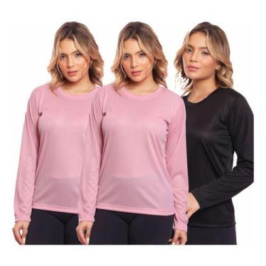 Imagem de Kit 3 Camisas Feminina Camiseta Térmica Proteção Solar Uv - MC Digital