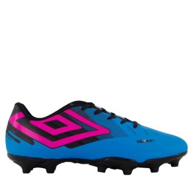 Imagem de Chuteira Umbro Action Campo Juvenil Azul e Rosa