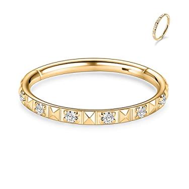 Imagem de FUNLMO Anel de nariz articulado de aço cirúrgico 316L argola septo tragus helix torre concha daith piercing joias cartilagem argola orelha cubo zircão pirâmide cortes, Metal, Zircônia cúbica